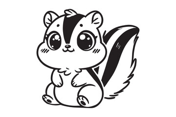 Cute cartoon chipmunk outline