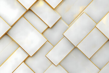 Elegant white and gold overlapping square pattern with a minimalist background design