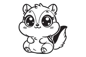 Cute cartoon chipmunk outline