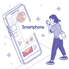 3D wireframe smartphone with glowing user interface Illustrator Artwork