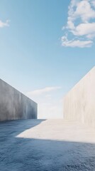 Minimalist Concrete Pathway Leading Towards a Bright Sky