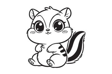 Cute cartoon chipmunk outline