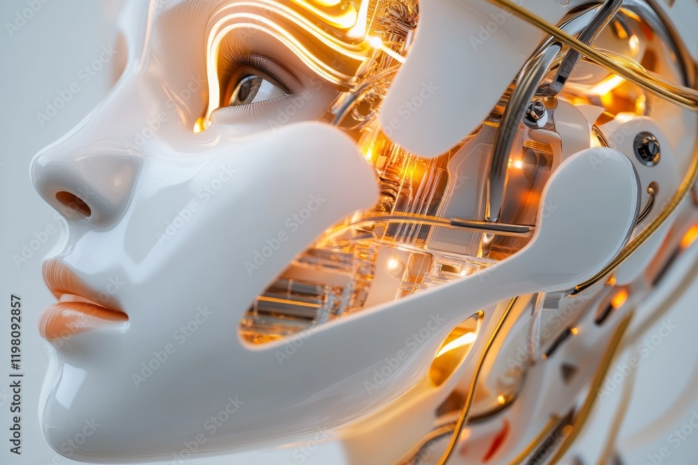 Aufkleber intricate design of an advanced robotic face showcasing modern technology and artificial intelligenc