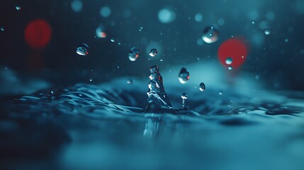 Water droplets on turquoise surface
