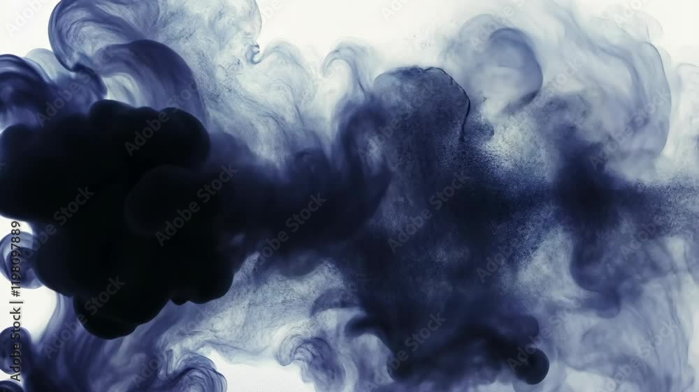 Aufkleber dark swirling smoke creates an abstract pattern against a white background in an artistic display of
