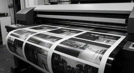 Large format printing equipment creates bright, high-quality images on paper for commercial use