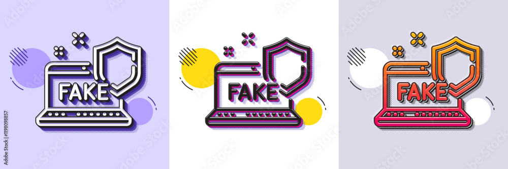 Poster fake internet line icon. halftone dotted pattern. gradient icon with grain shadow. web propaganda si