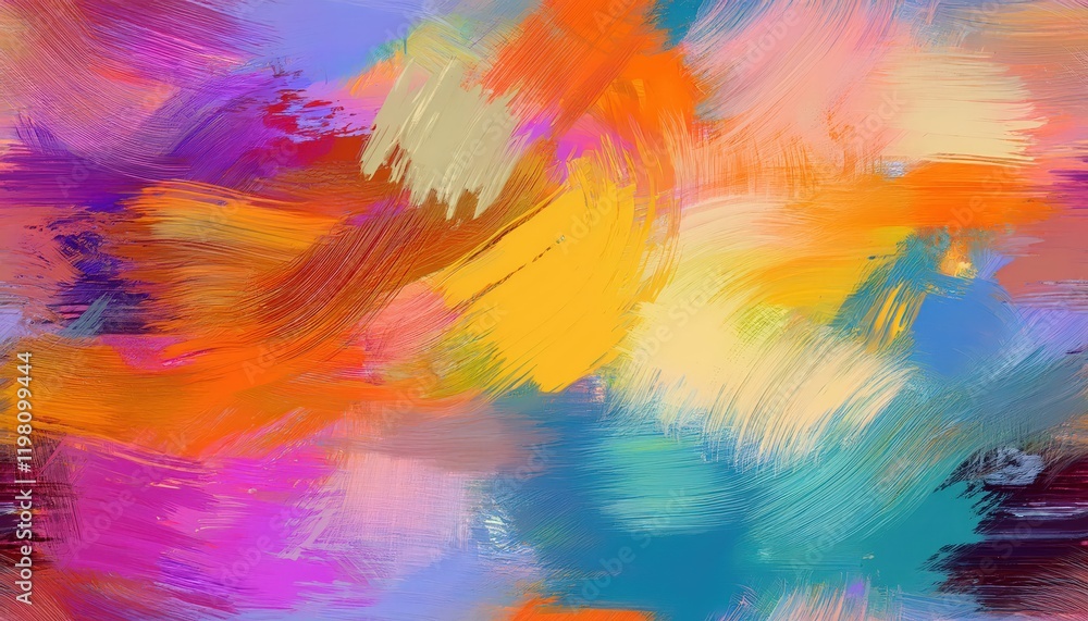 Aufkleber vibrant abstract seamless pattern with expressive brush strokes, ideal for modern textiles and desig