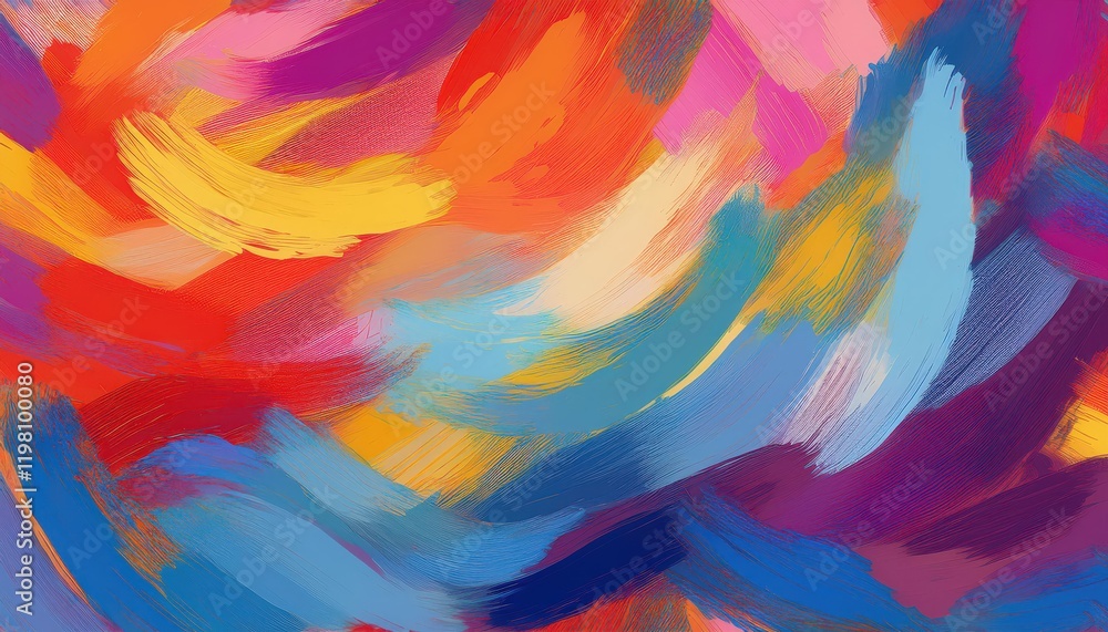 Poster Vibrant Artistic Brush Strokes Create a Seamless Abstract Pattern Backdrop, Ideal for Textiles with an Elegant and Expressive Feel