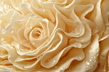 a cream-colored rose with water drops