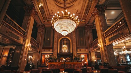 Obraz premium Opulent Grand Hotel Interior: A Luxurious Atmosphere