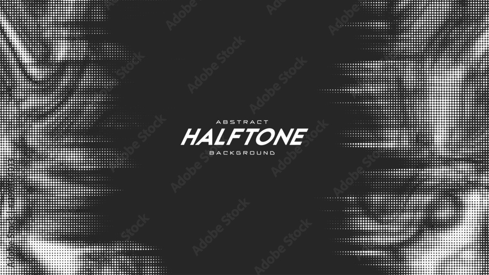 Poster abstract vector torn monochrome halftone background. scrathed dotted texture element.