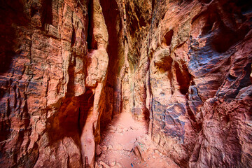 Towering Slot Canyon in Snow Canyon State Park Eye Level View