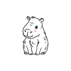 cute cartoon capybara isolated on white background. Animal in doodle style. Vector