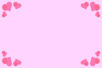 Premium frame of hearts on pink background