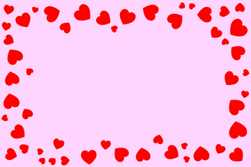 hearts frame on pink background