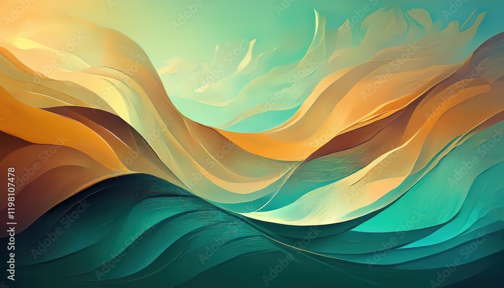 Poster tranquil abstraction serene color play on a minimalist canvas, depicting a harmonious blend of cool 