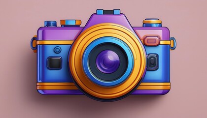 3D Camera Icon Capturing the Depth of Digital Perspective with a Touch of Futuristic Aesthetics