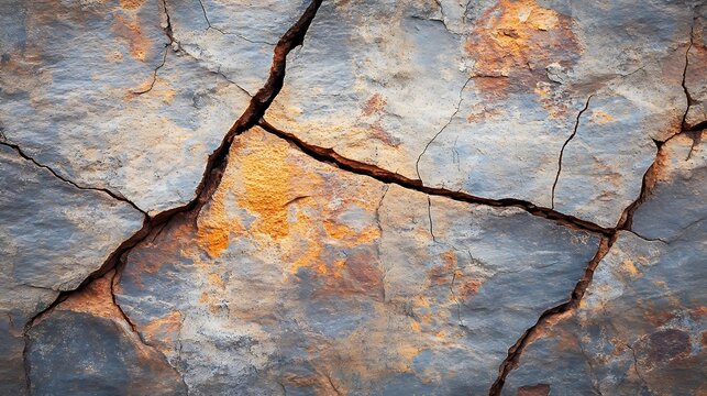 A cracked rock texture with deep fissures and rough edges  - Powered by Adobe