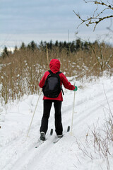Winter sports on the cross-country ski trail in veldrom