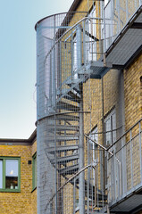 building procured with fire exit in the form of spiral staircase