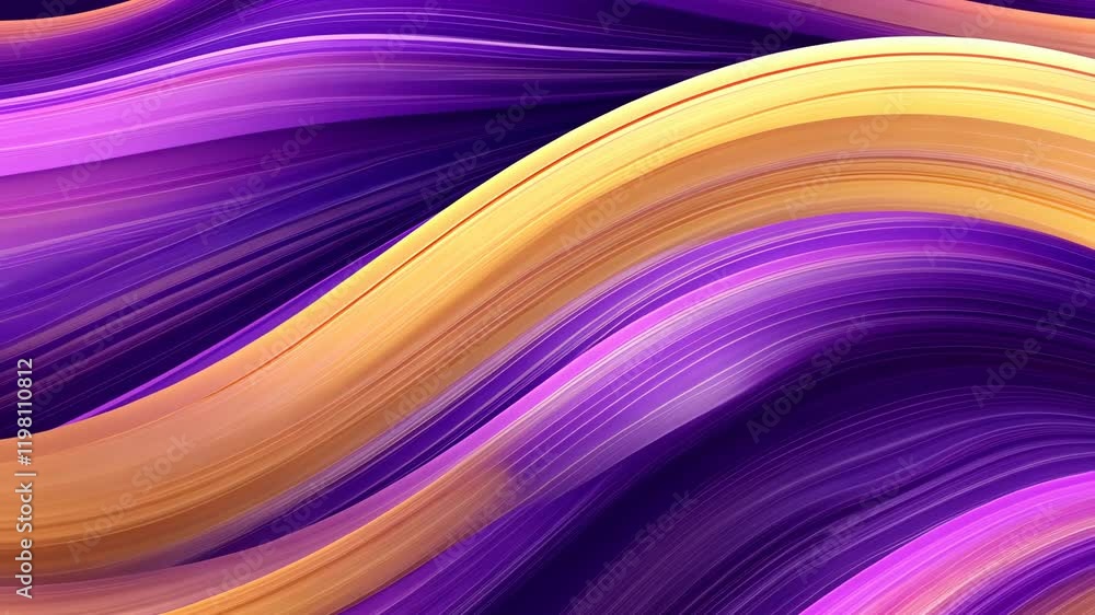 Poster colorful abstract waves of purple and gold create a dynamic visual flow in a vibrant design