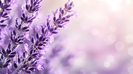 Obraz premium Close up of delicate lavender flowers in soft light