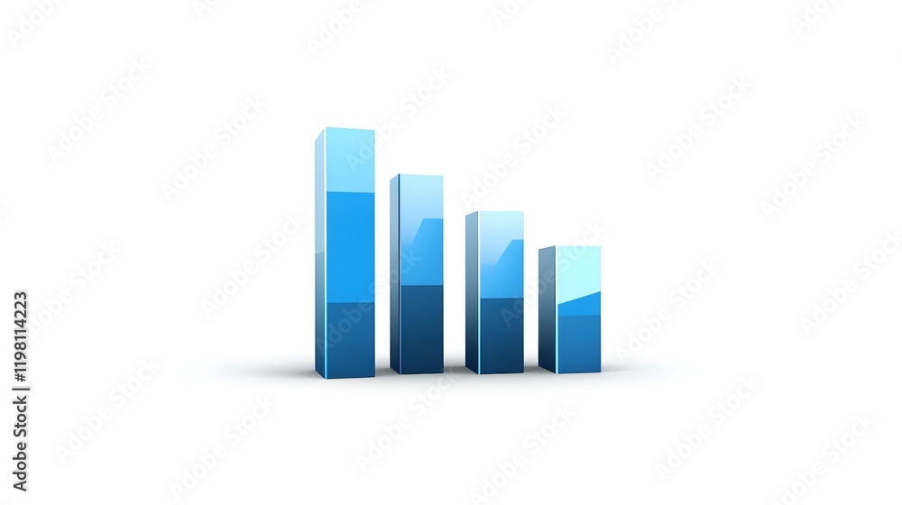 Poster decreasing blue bar graph showing data decline
