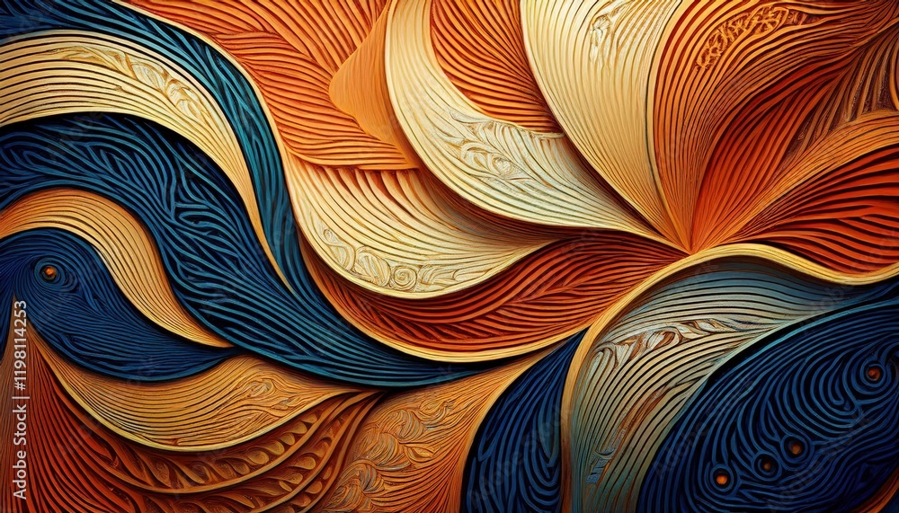 Poster vibrant abstract pattern intricate geometric design in a symphony of colors and textures at twilight
