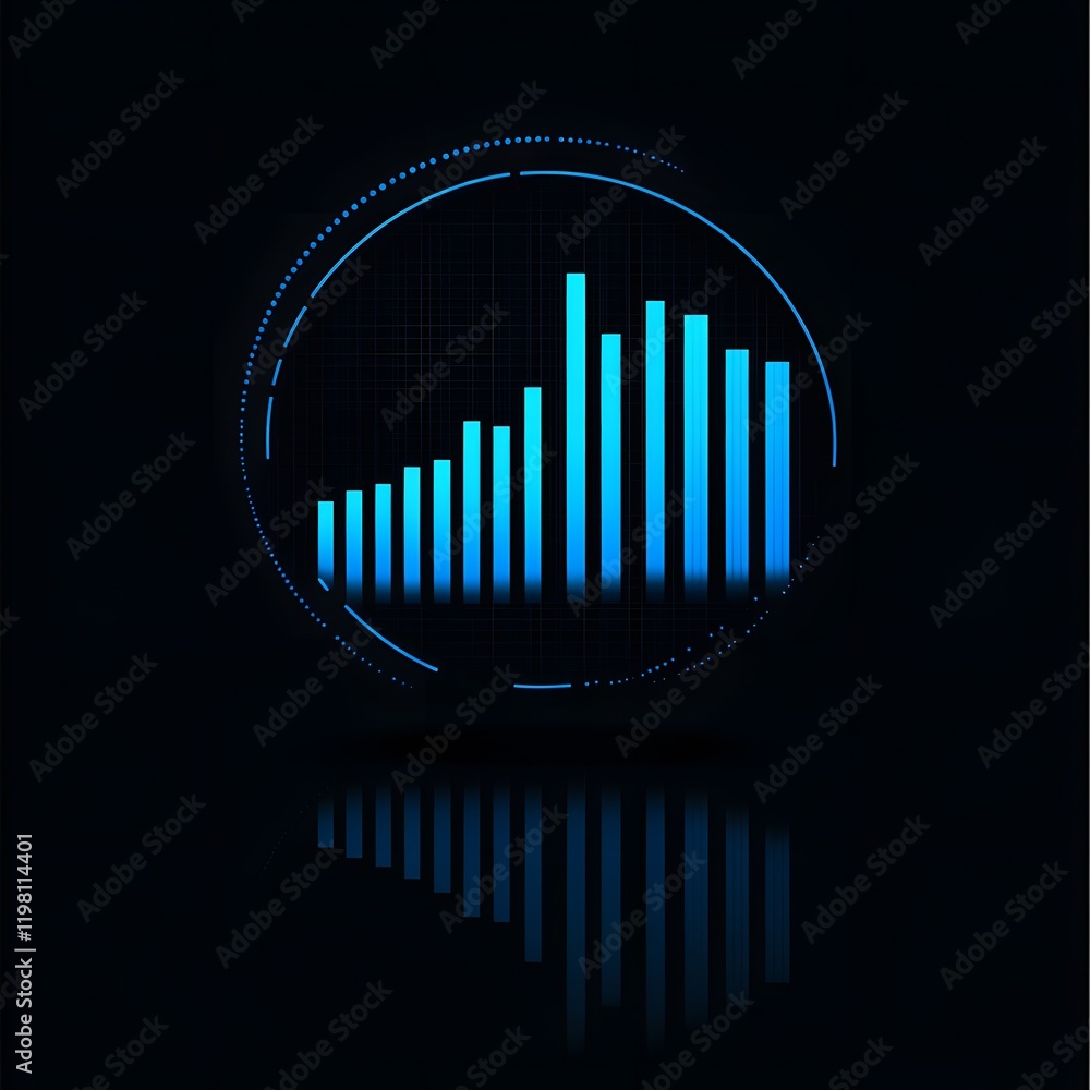 Aufkleber abstract blue bar graph rising data visualization