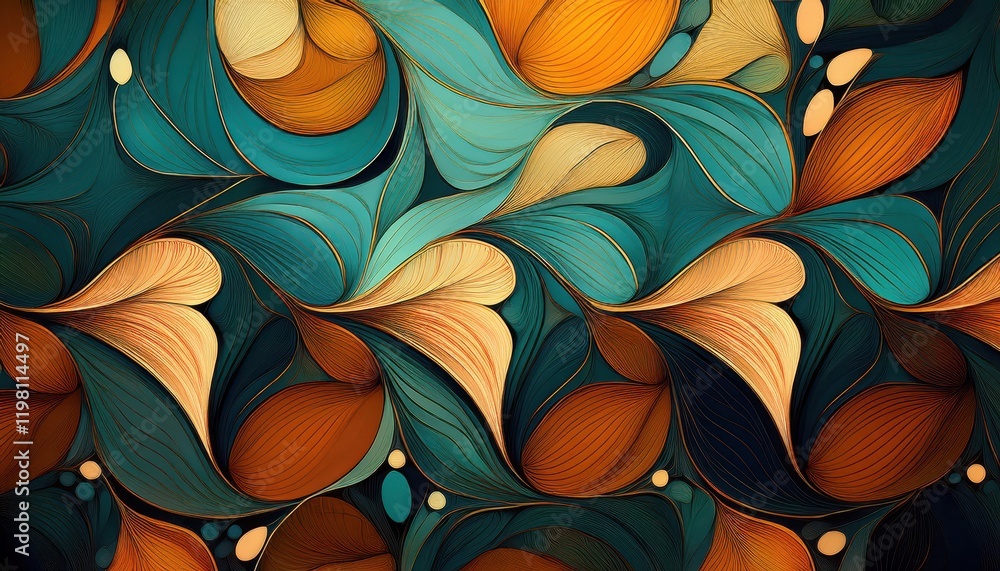 Poster striking closeup of an abstract pattern a symphony of geometric shapes and vibrant colors in a mesme