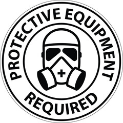 Iconic Warning Sign for Protective Equipment Usage Featuring Gas Mask Symbol in Black and White Design