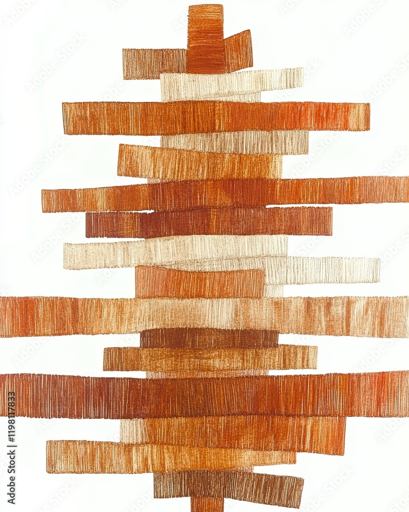 Poster exploring the beauty of polynesian tapa patterns in minimalistic earth tones on a white canvas