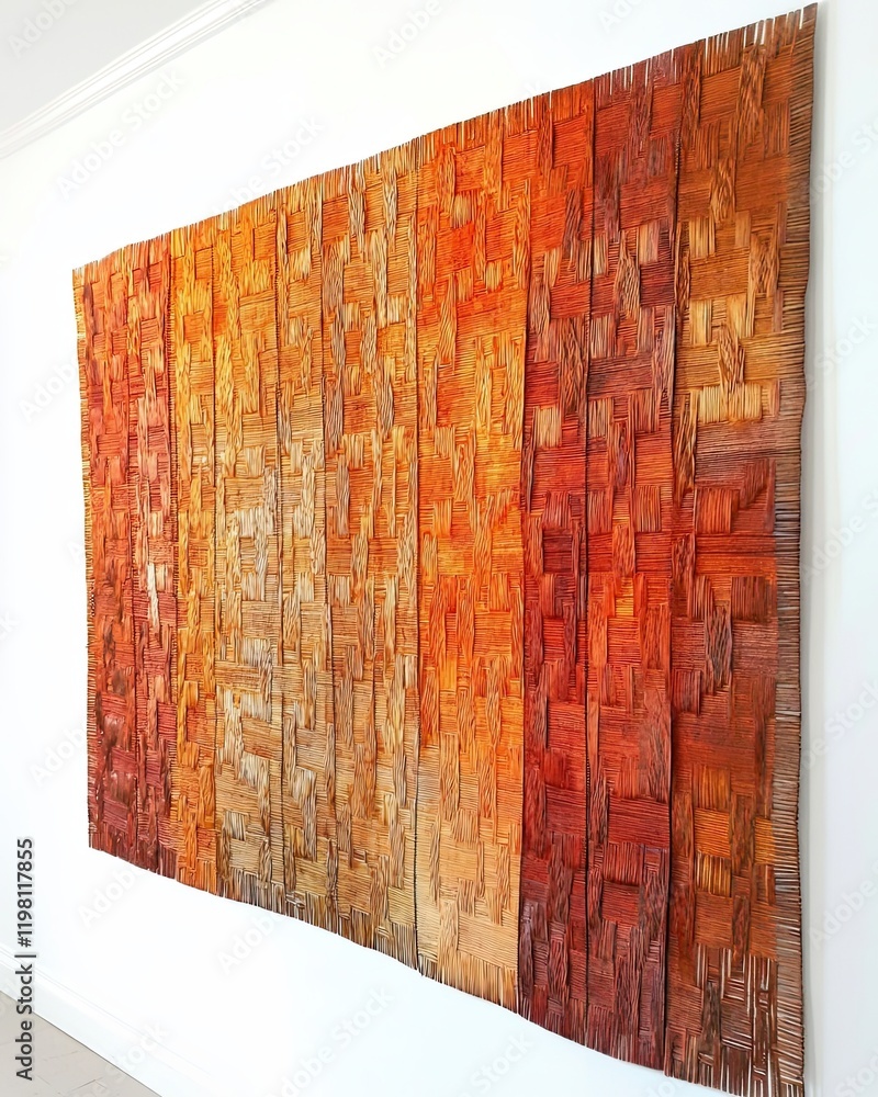 Poster abstract tapestry of polynesian tapa patterns in earthy tones on a bright canvas