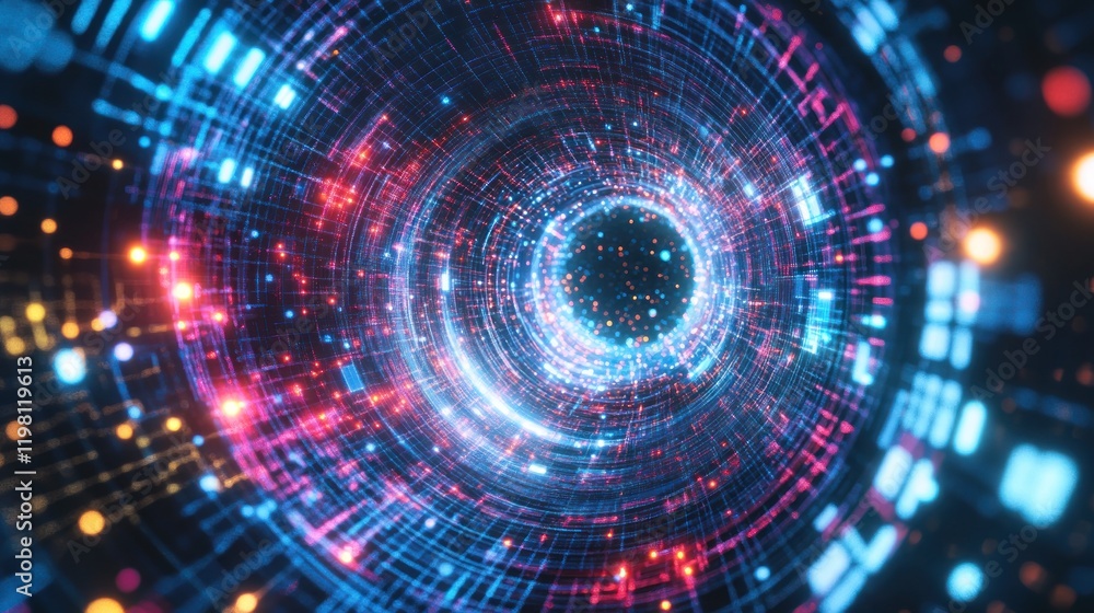 Poster digital vortex: a mesmerizing journey into the heart of data streams.
