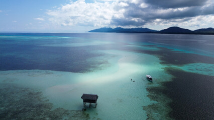 Amazing sandbar in the middle of the ocean in Philippines