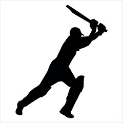 Black Cricket player silhouette vector illustration