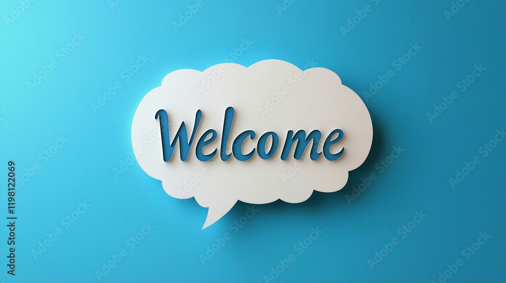 Poster speech bubble with welcome message in graphic design style