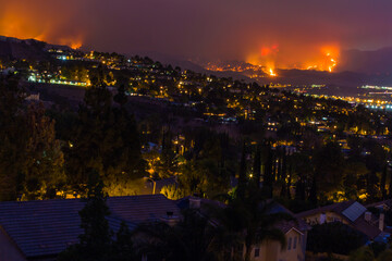 California wild fires in the mountains and hills of the Los Angeles County.