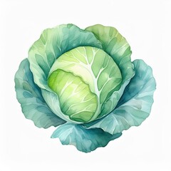 Obraz premium Watercolor Cabbage: A Vibrant Green Vegetable Painting
