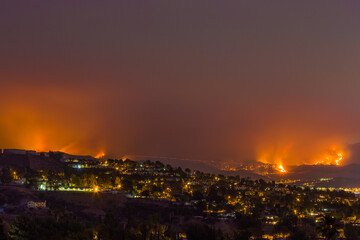 California wild fires in the mountains and hills of the Los Angeles County.