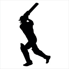Black Cricket player silhouette vector illustration