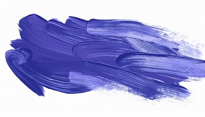 Isolated Blue Strokes Color of the Year Very Peri on White Background, Showcasing Expressive Paint Brush Techniques