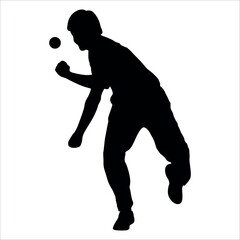 Black Cricket player silhouette vector illustration