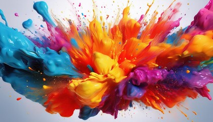 Vibrant Oil Paint Explosion on White Background Stunning Abstract Artwork Showcasing a Colorful...