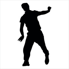 Black Cricket player silhouette vector illustration