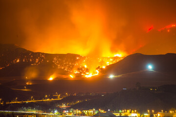 California wild fires in the mountains and hills of the Los Angeles County.