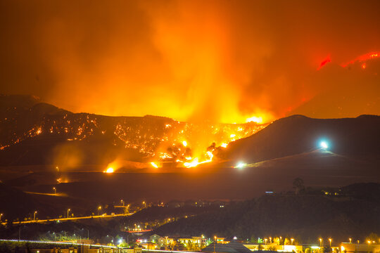 California wild fires in the mountains and hills of the Los Angeles County.