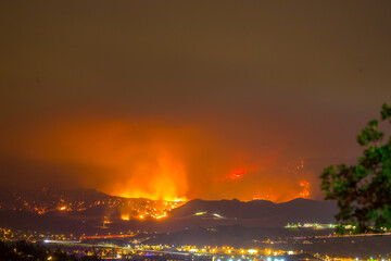 California wild fires in the mountains and hills of the Los Angeles County.