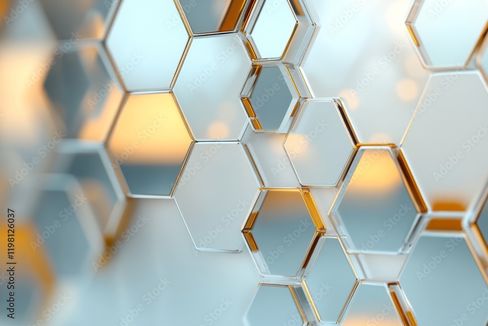 Aufkleber intricate honeycomb structure reflecting soft light in a creative design setting during early evenin